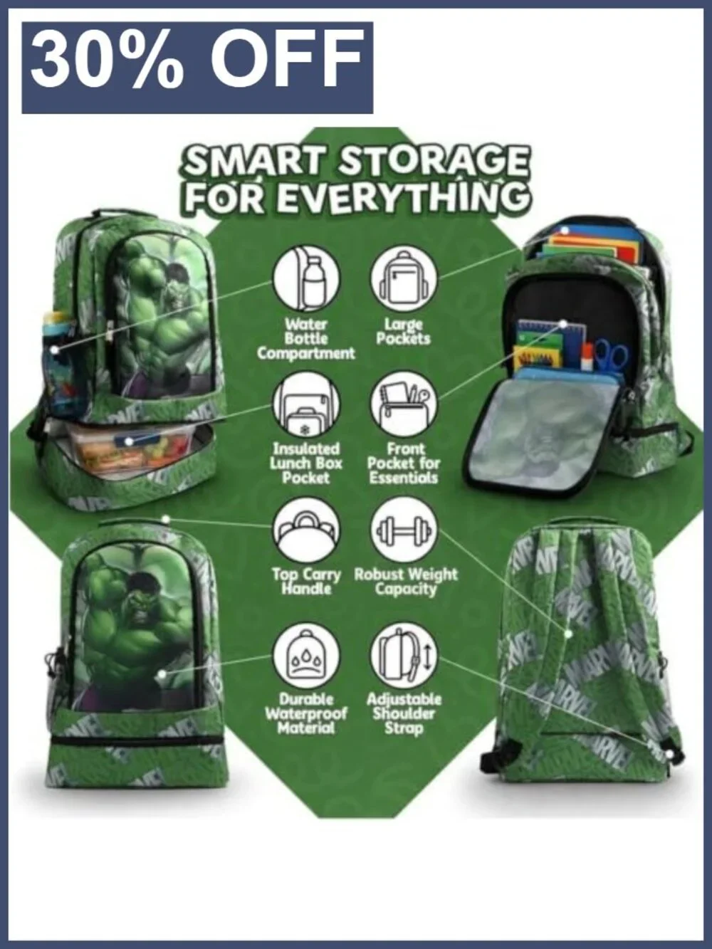 Hulk Kids Backpack 16